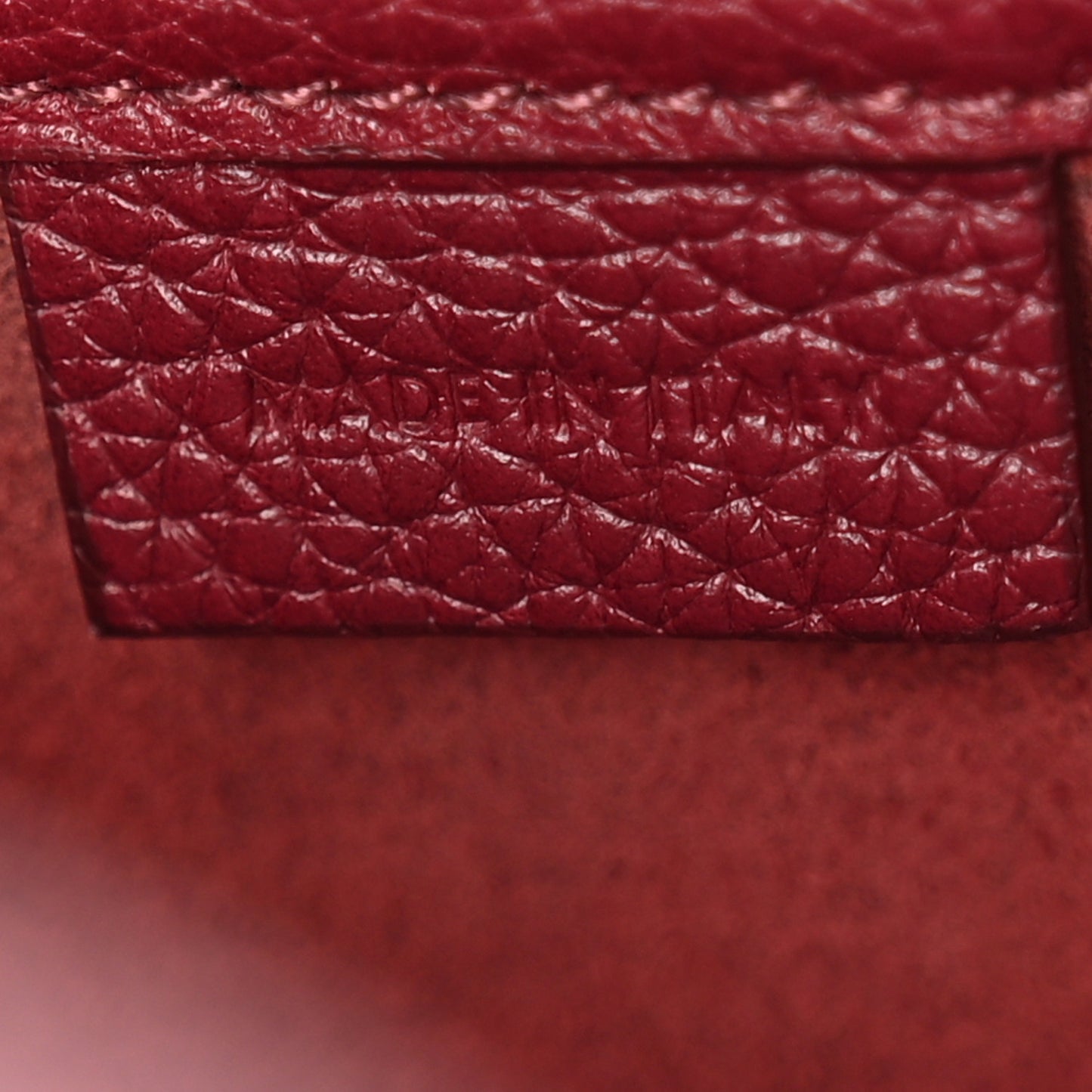 Drummed Calfskin Nano Luggage Burgundy