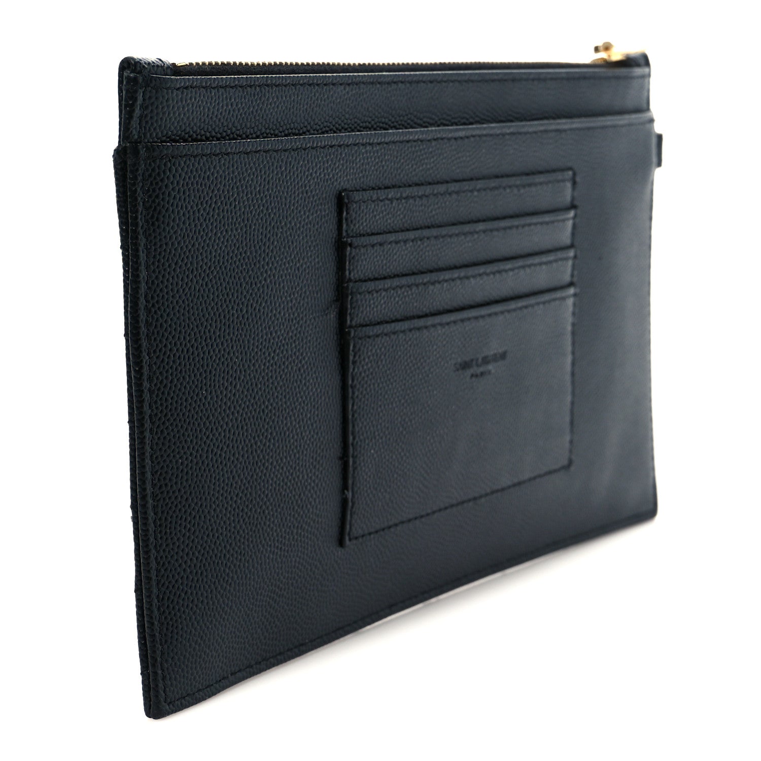 Saint Laurent Grain De Poudre Chevron Monogram Large Bill Pouch Black 6 of 18