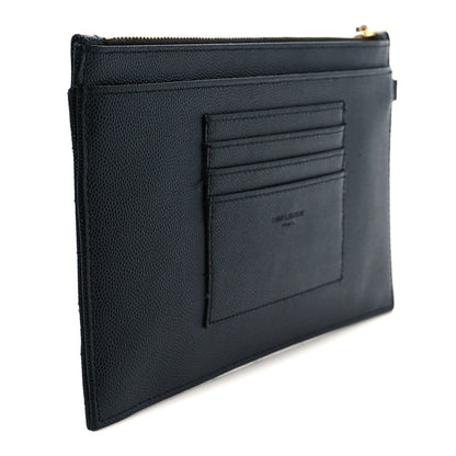 Saint Laurent Grain De Poudre Chevron Monogram Large Bill Pouch Black 6 of 18