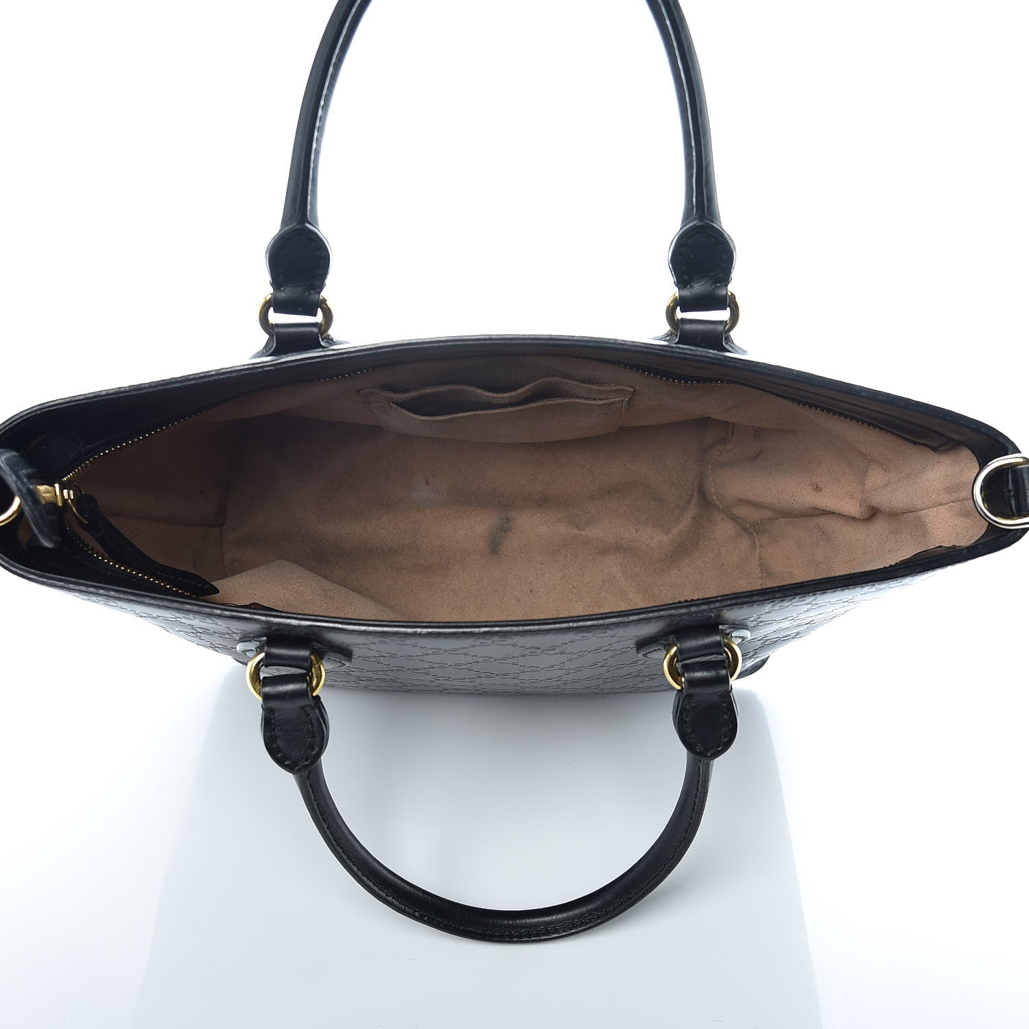 Gucci Guccissima Small Zippered Bucket Tote Black 5 of 13