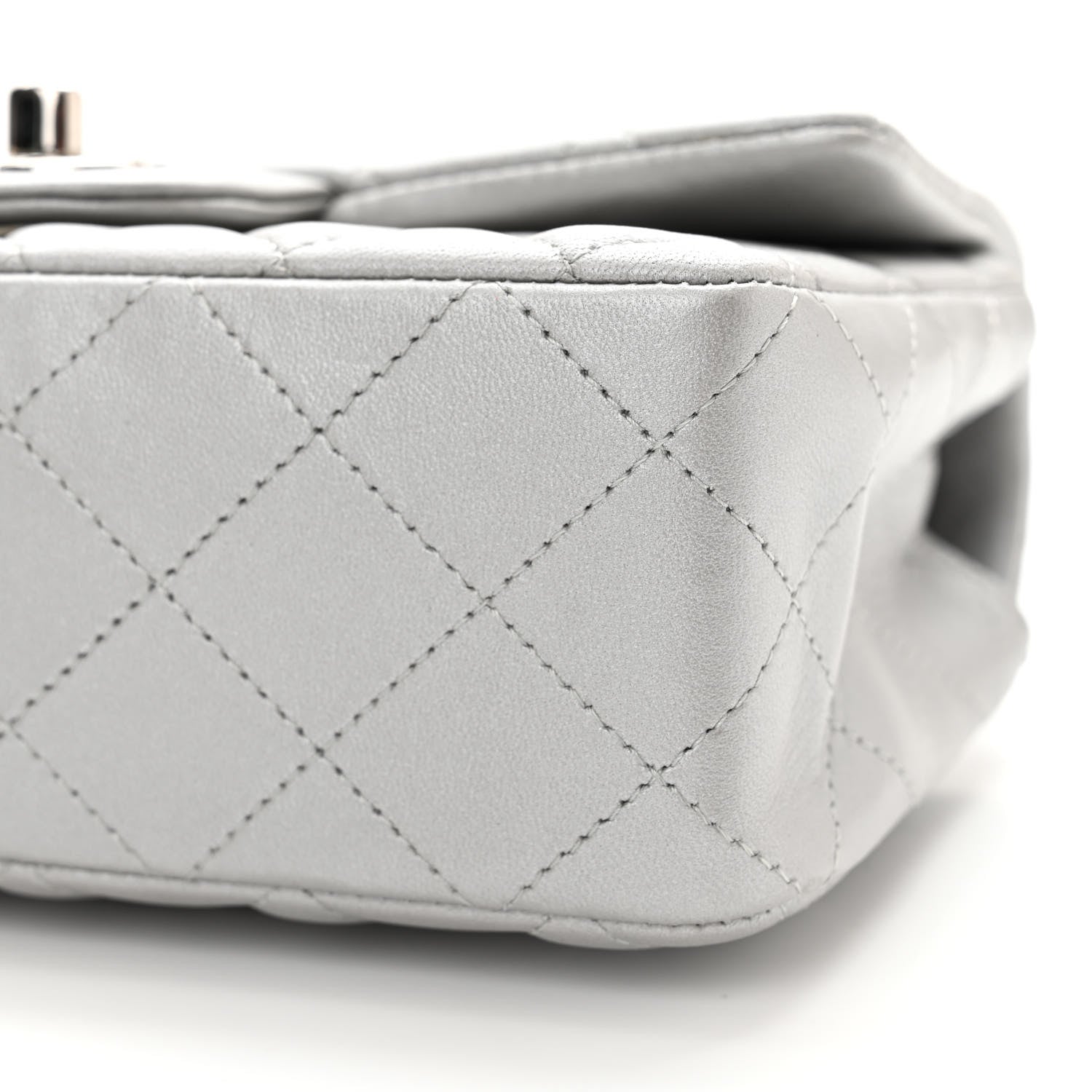 Chanel Metallic Lambskin Quilted Mini Rectangular Flap Silver 10 of 11