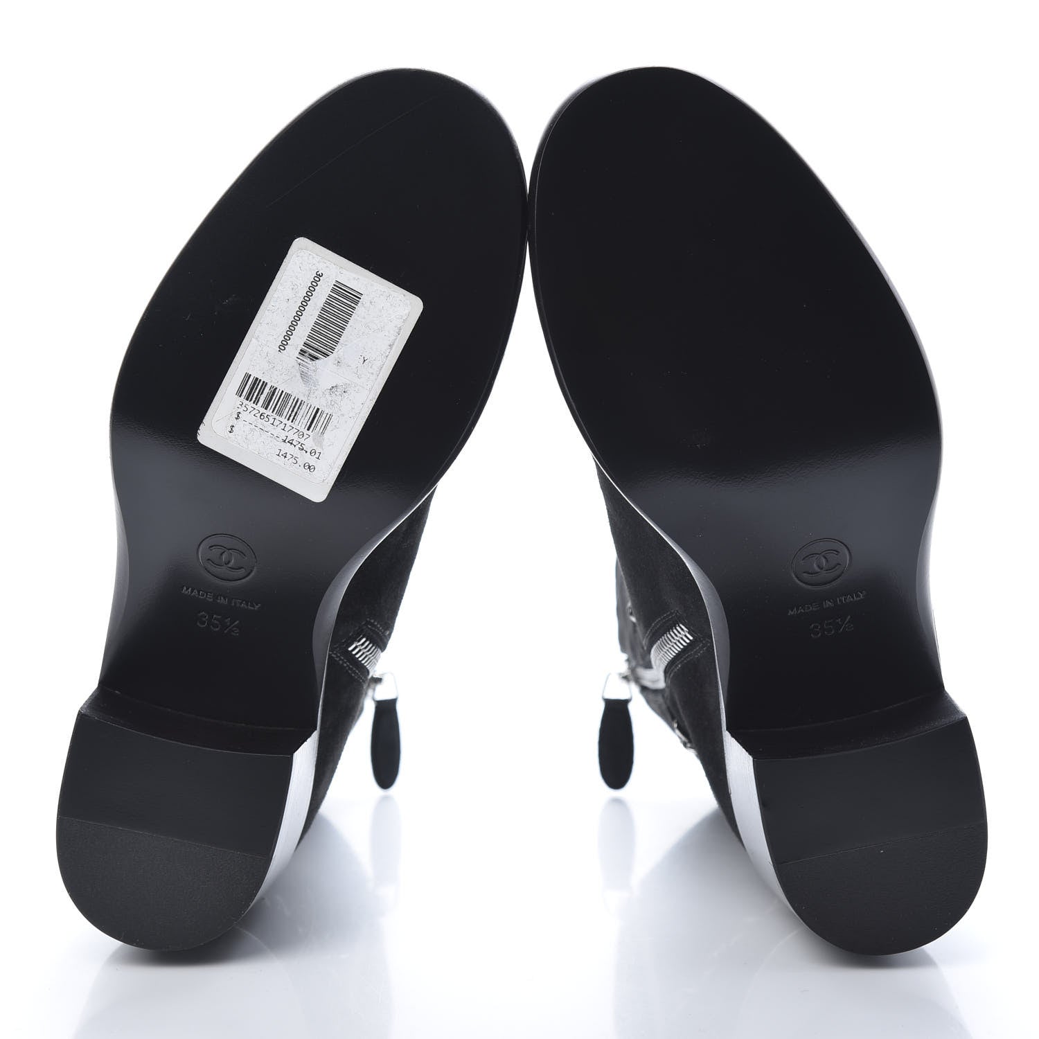 Chanel Suede Calfskin Chain CC Cap Toe Short Boots 35.5 Dark Grey 5 of 7