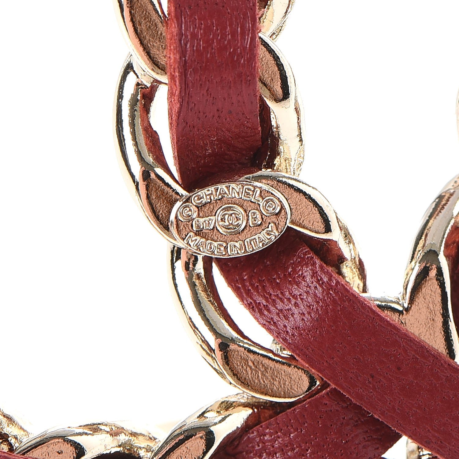 Chanel Lambskin Crystal Chain CC Charms Brooch Red Gold 4 of 5