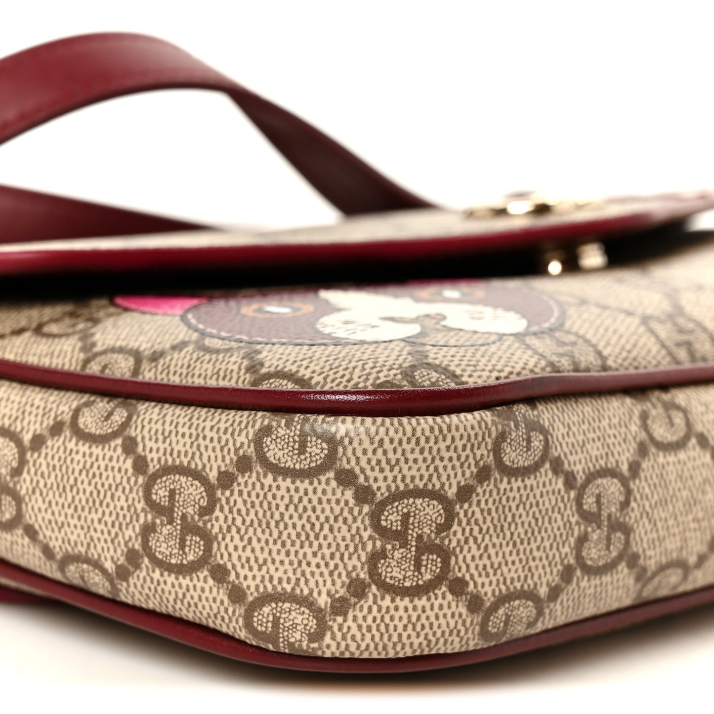 GG Supreme Monogram Cat Print Mini Shoulder Bag Beige Ebony Rosso Ancora