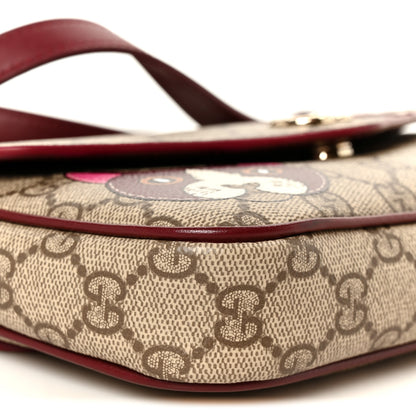 Gucci GG Supreme Monogram Cat Print Mini Shoulder Bag Beige Ebony Rosso Ancora 9 of 11