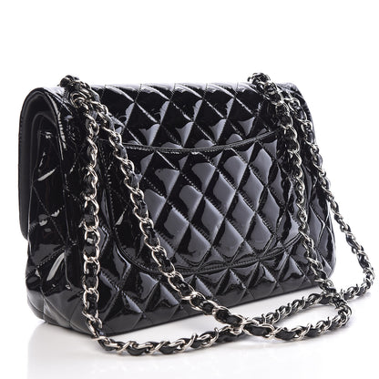 Chanel Patent Quilted Jumbo Double Flap Black 4 of 15