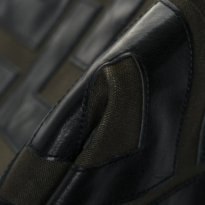 Celine Calfskin Logo Patchwork Cabas Dark Green Black 11 of 15