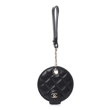 Chanel Lambskin Quilted Round Luggage Tag Black 1 of 7