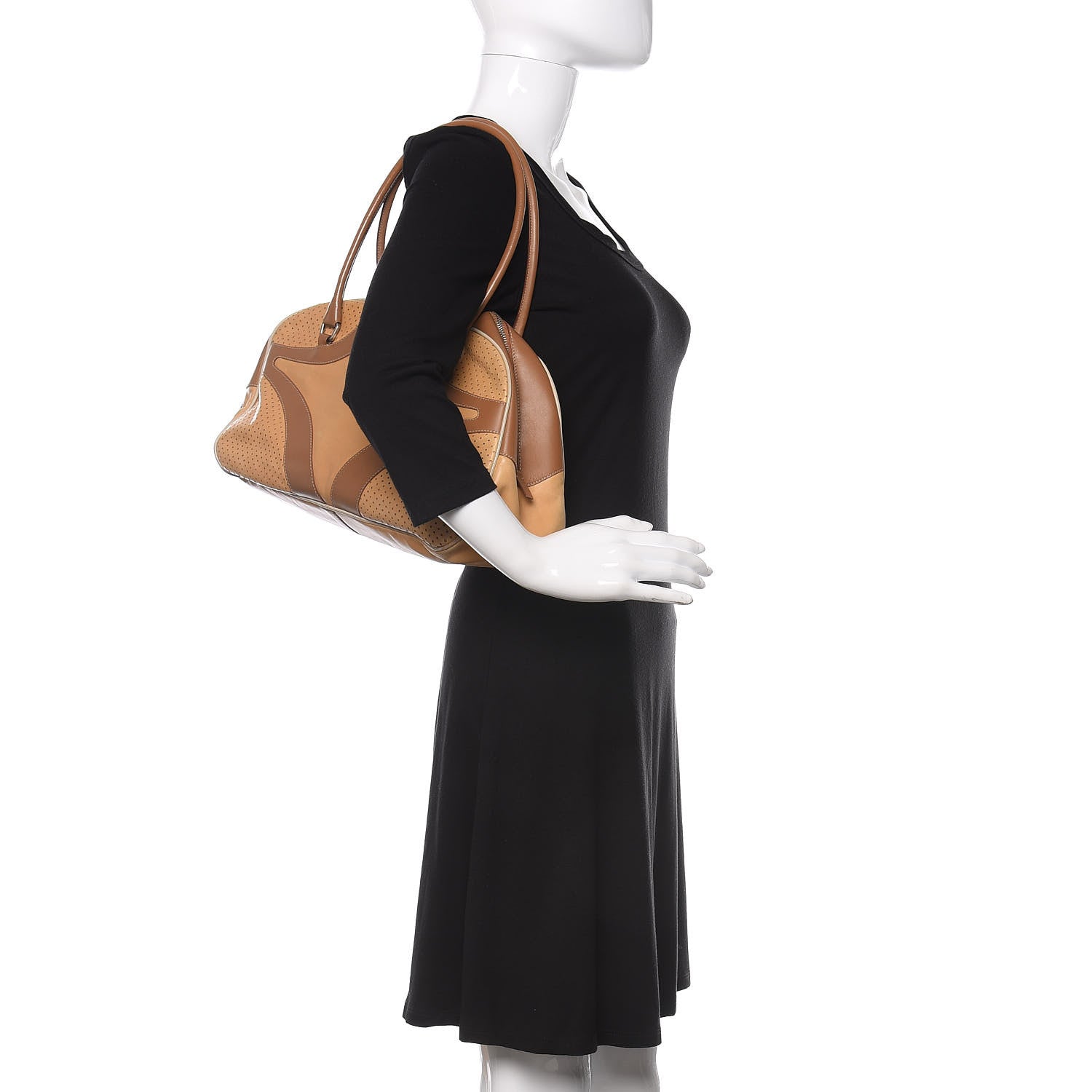 バッグ 00s vintage prada vitello drive handbag Prada Vitello Drive Perforated Bowling Bag Naturale 663223