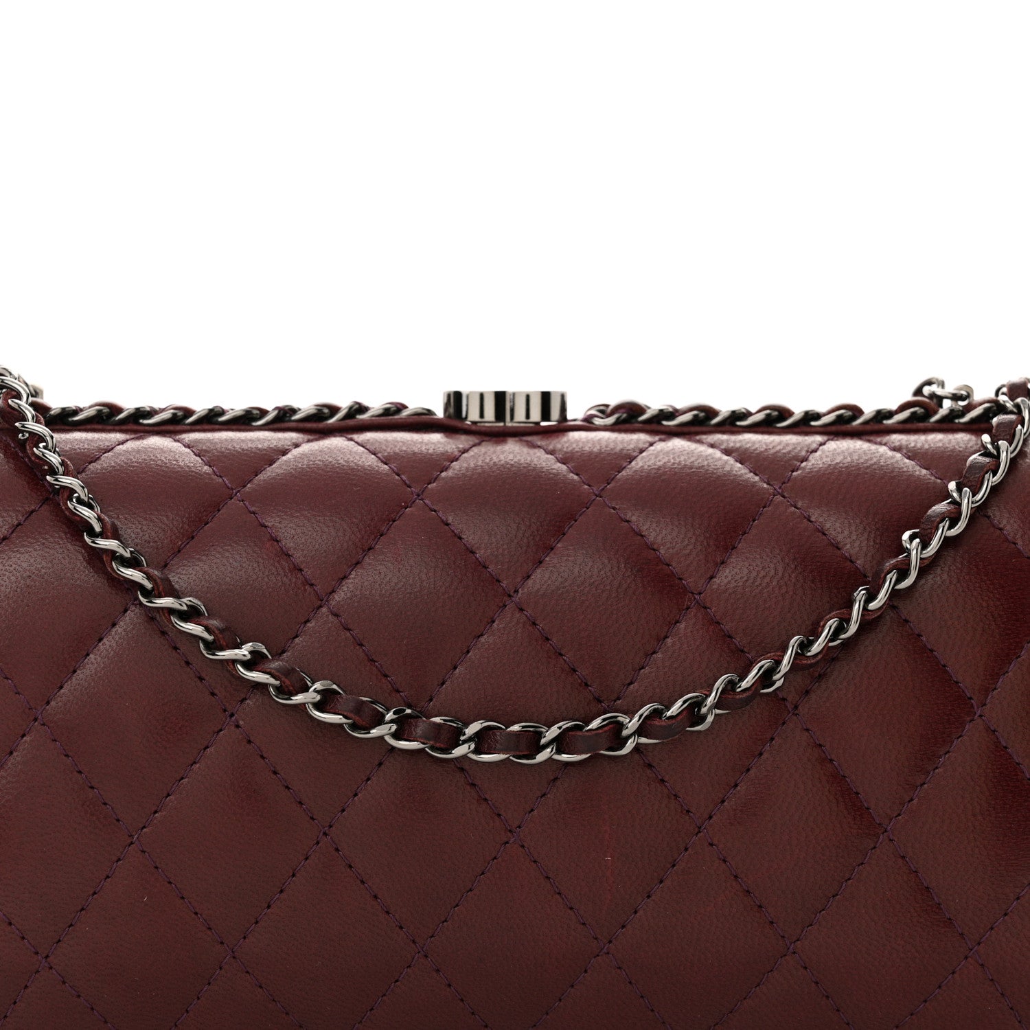 Chanel Lambskin Quilted Chain Around Clutch Red 8 of 11