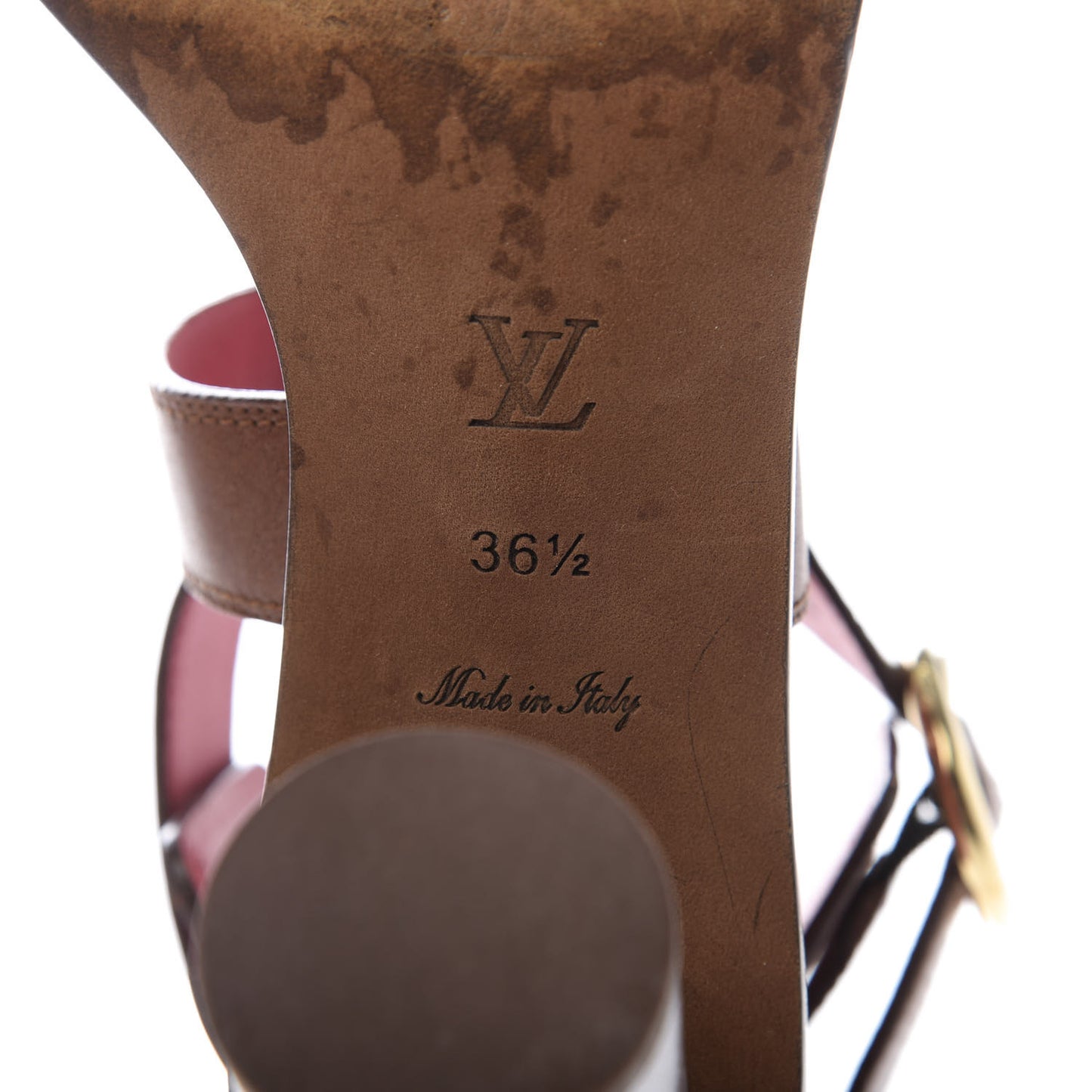 Calfskin Monogram Ocean Drive Heeled Sandals 36.5 Cognac