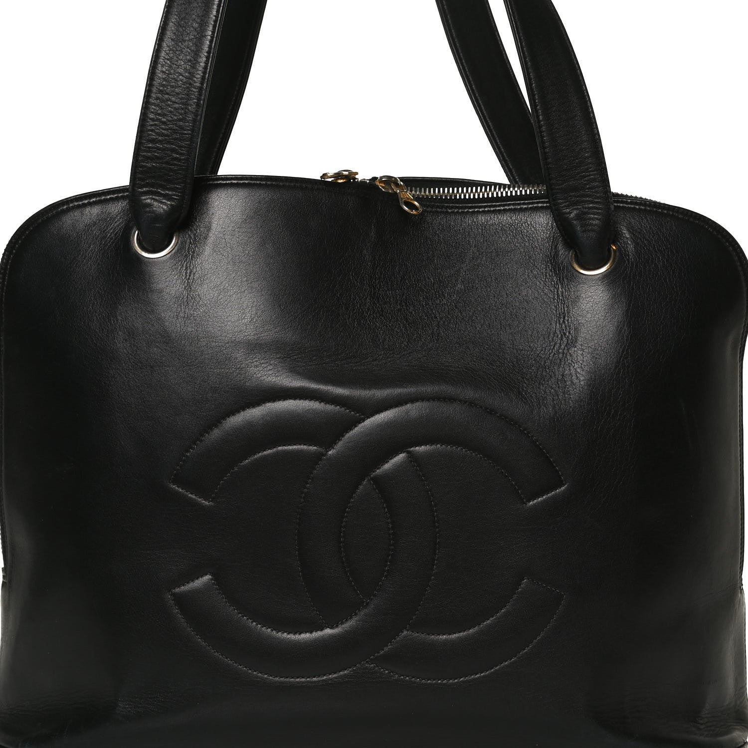 Chanel Lambskin CC Stitched Tote Black 15 of 36