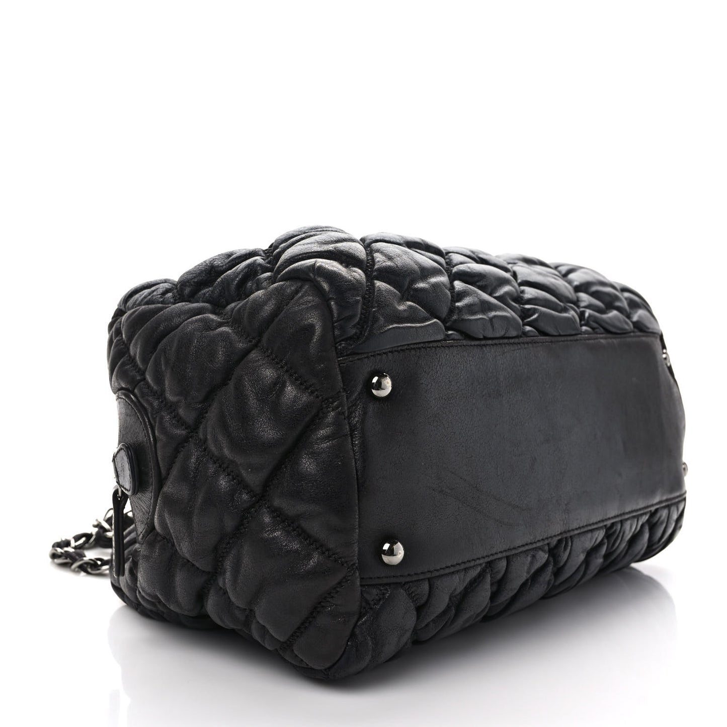 Calfskin Bubble Quilt Bowler Black