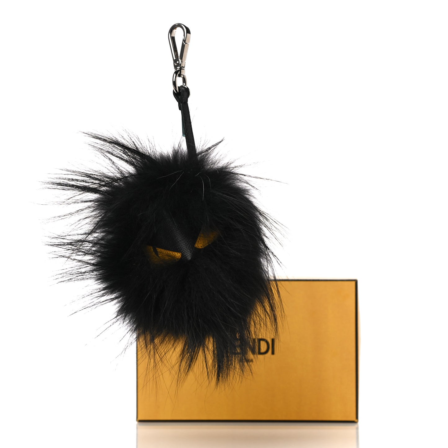 Vitello Elite Fox Fur Fusto Monster Bag Bug Charm Black Yellow