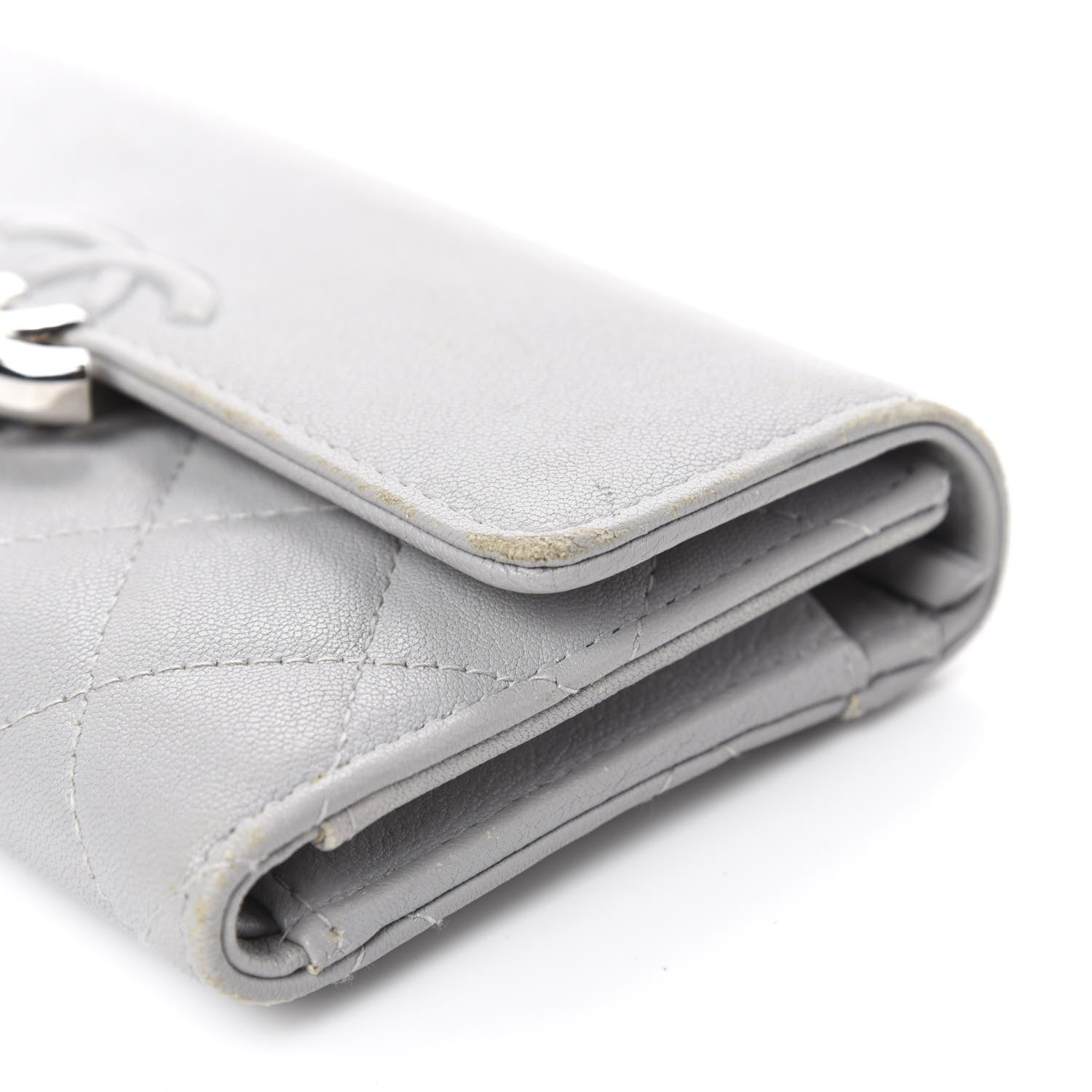 Chanel Lambskin Quilted CC Box Flap Wallet Grey 9 of 11