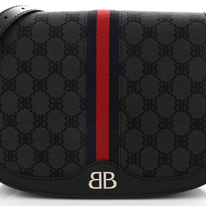Gucci X BALENCIAGA BB Supreme Monogram Web Ophidia Shoulder Bag Black 8 of 11