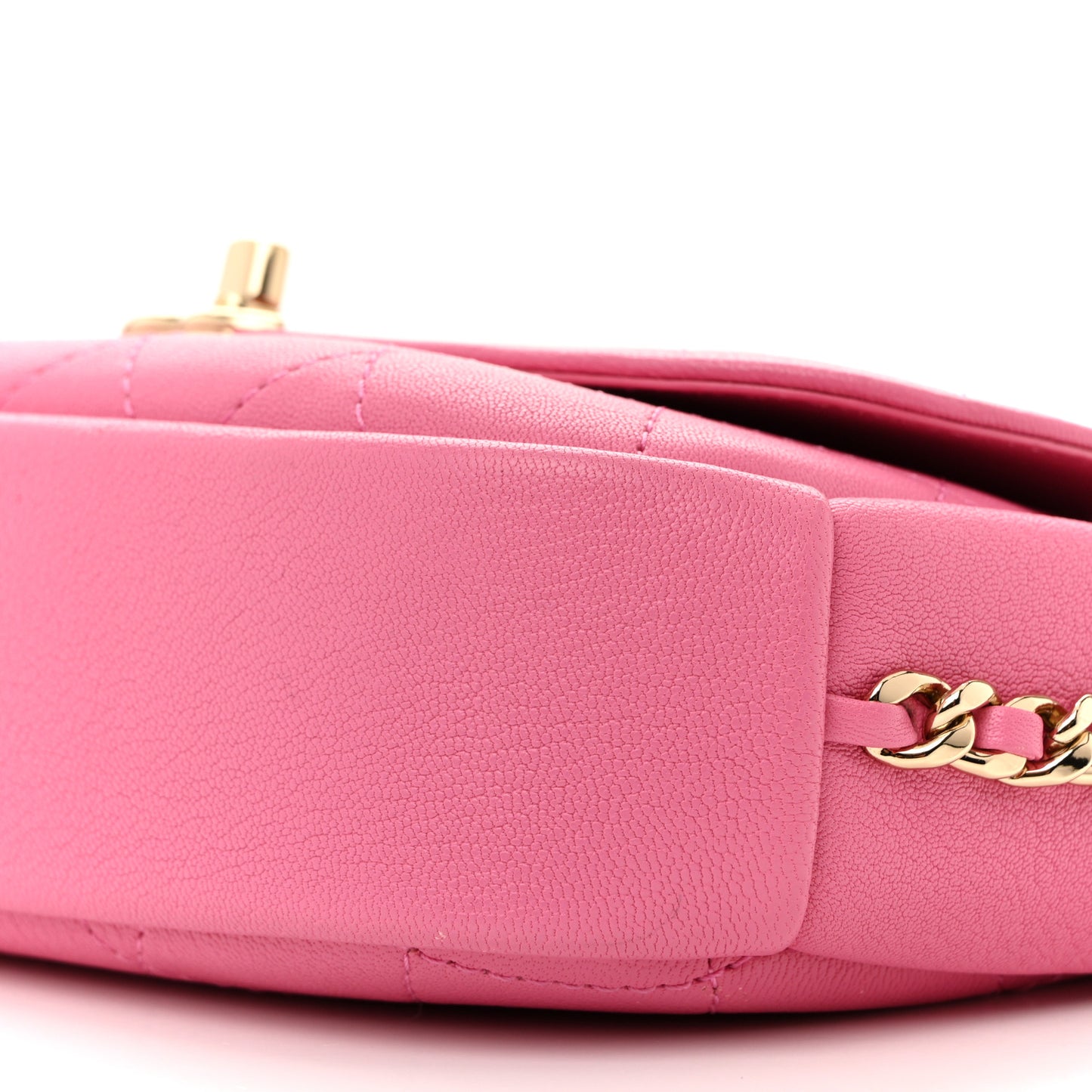 Goatskin Stitched Casual Trip Single Flap Pink