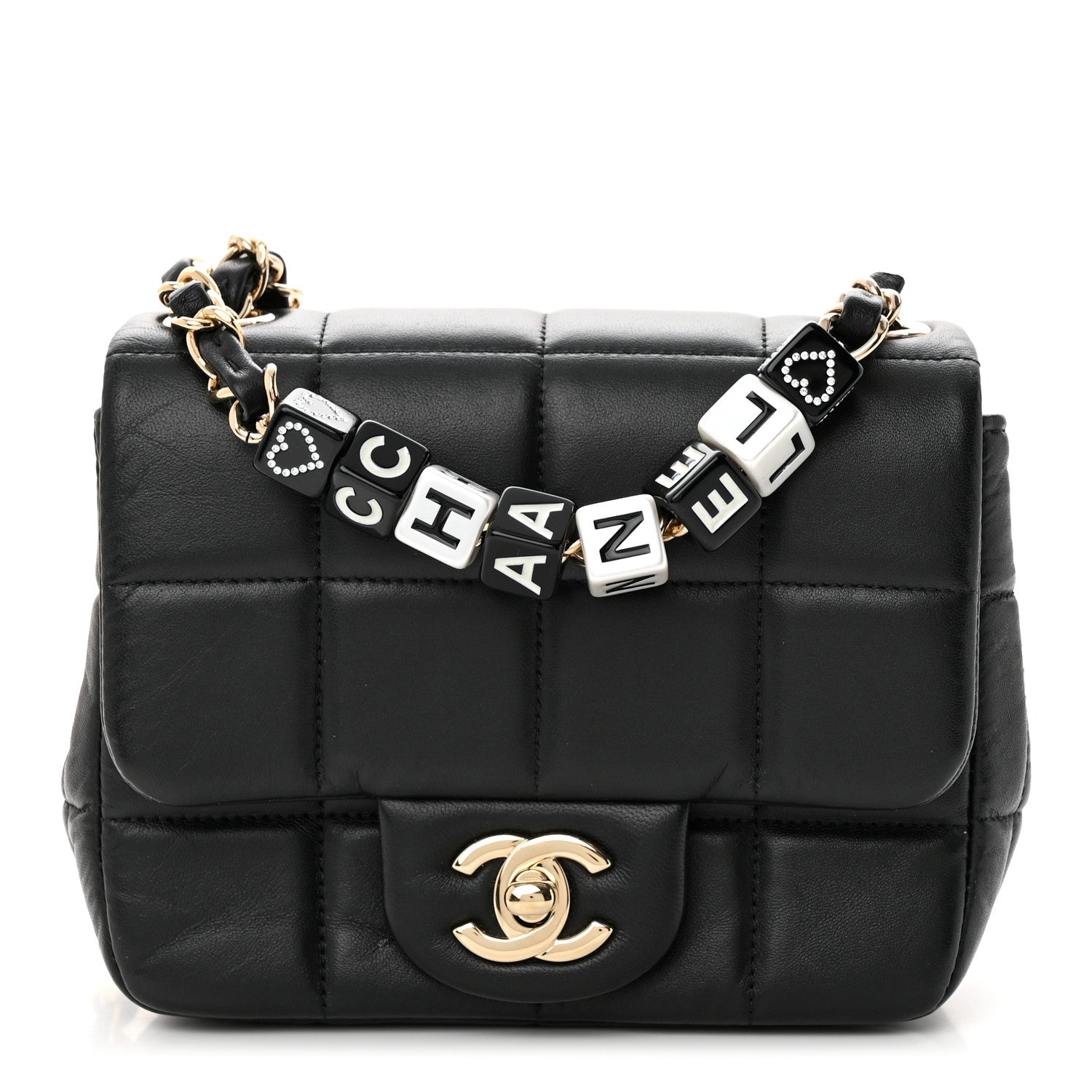 Chanel Lambskin Resin Crystal Square Quilted Mini Monacoco Flap Black 1 of 11