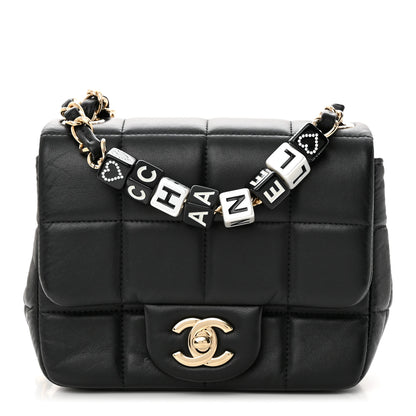 Chanel Lambskin Resin Crystal Square Quilted Mini Monacoco Flap Black 1 of 11