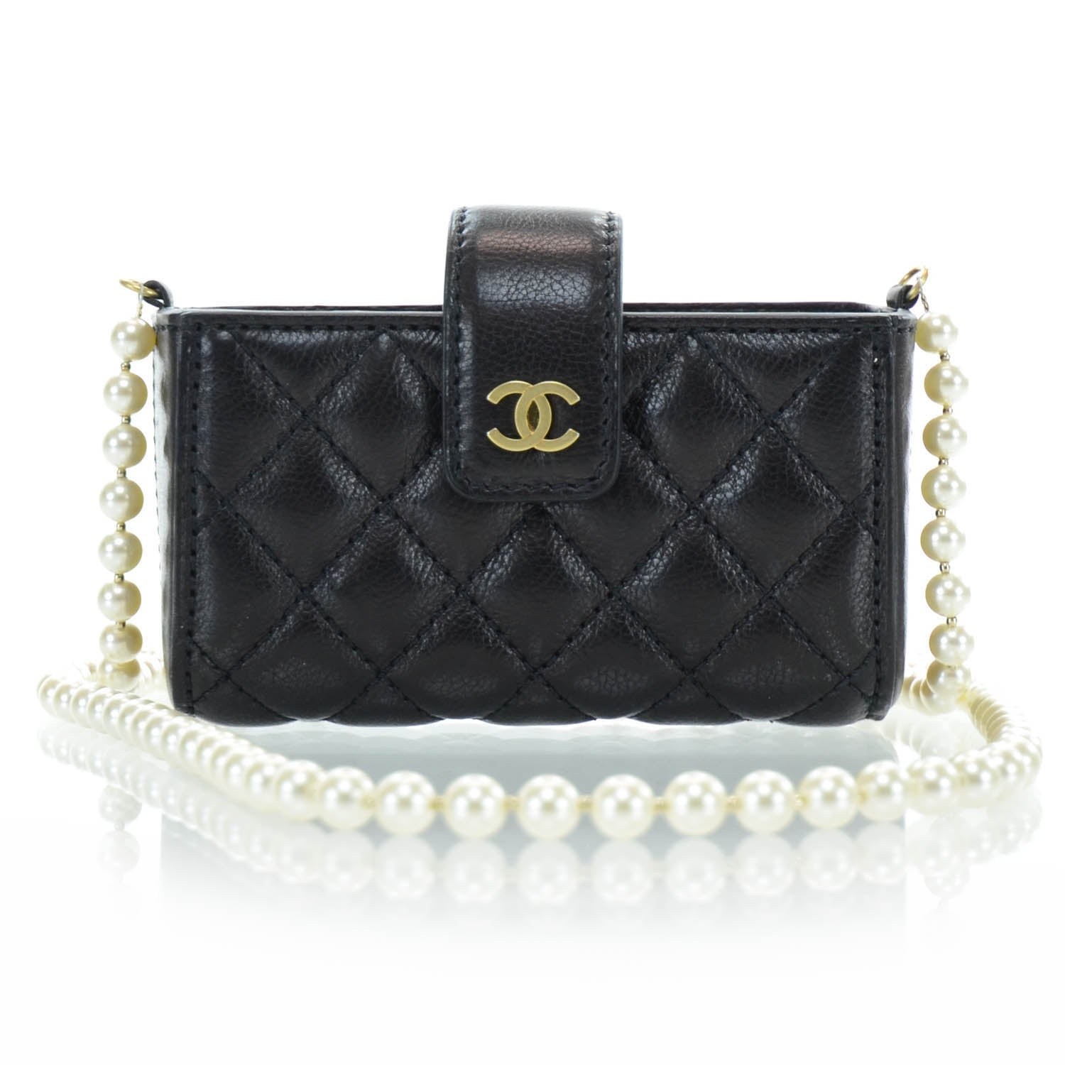 Chanel Lambskin Quilted Pearl Chain Love Symbols Mini Bag Black 1 of 13