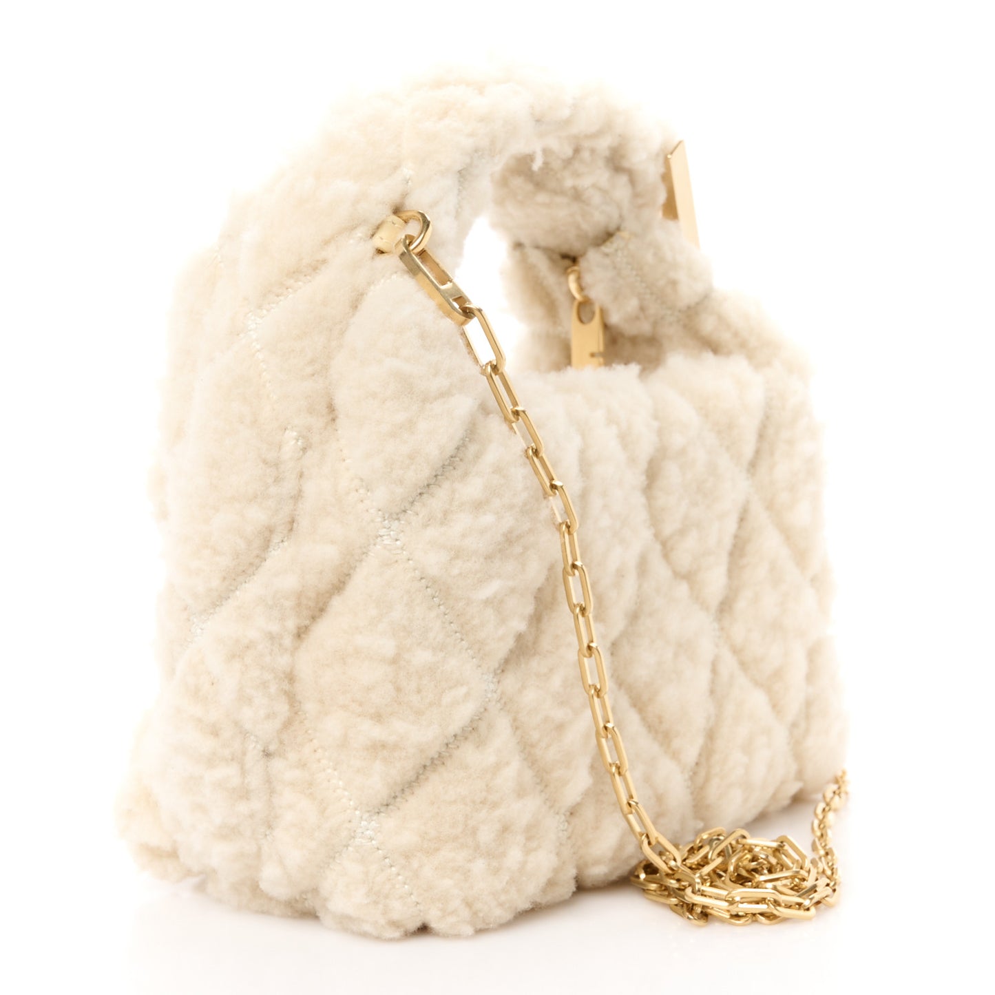 Shearling Peg Micro Duffle Bag Ecru