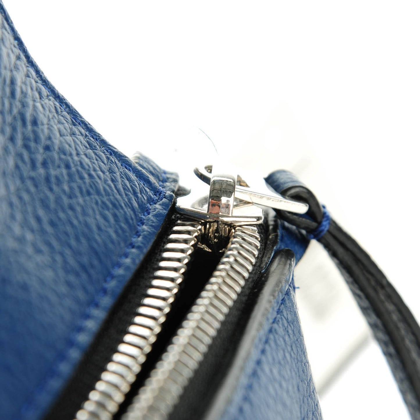 Drummed Calfskin Medium Edge Shoulder Bag Ocean Blue
