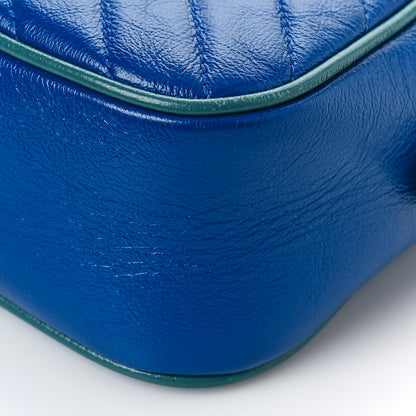 Gucci Azalea Calfskin Enamel Matelasse Diagonal Small Torchon GG Marmont Chain Shoulder Bag Imperial Blue Pavone 9 of 10