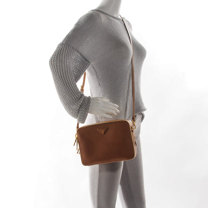Prada Saffiano Lux Large Zip Crossbody Bag Caramel 2 of 10