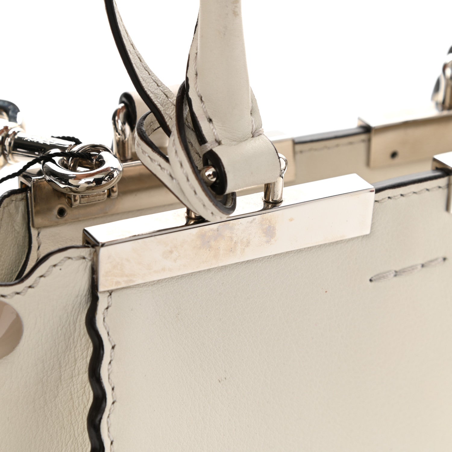 Fendi Vitello Scalloped Studded Mini 3Jours Tote Ice Cloude 12 of 14