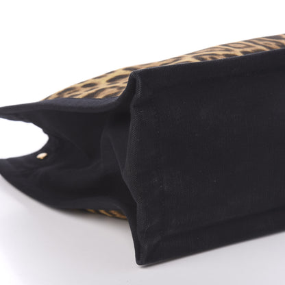 Saint Laurent Canvas Calfskin Leopard Print Rive Gauche Noe Tote Natural Black 6 of 10