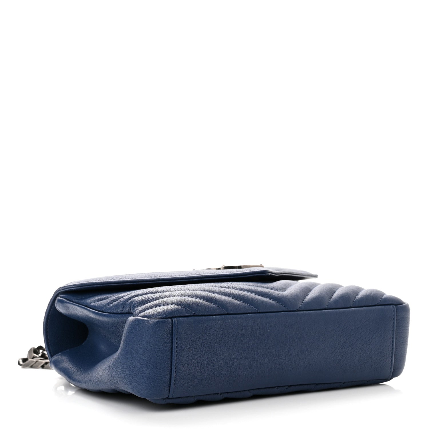 Saint Laurent Sheepskin Matelasse Chevron Monogram Medium College Bag Royal Blue 4 of 8