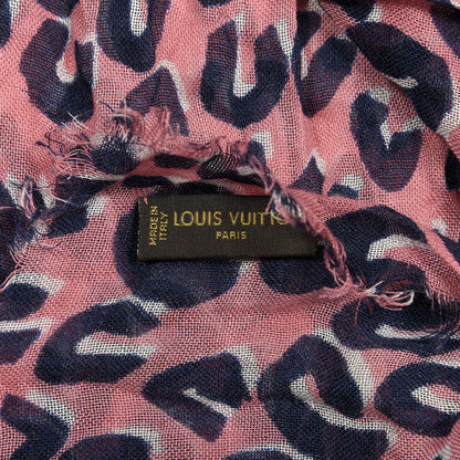 Louis Vuitton Cashmere Silk Leopard Etole Stole Corail 4 of 4