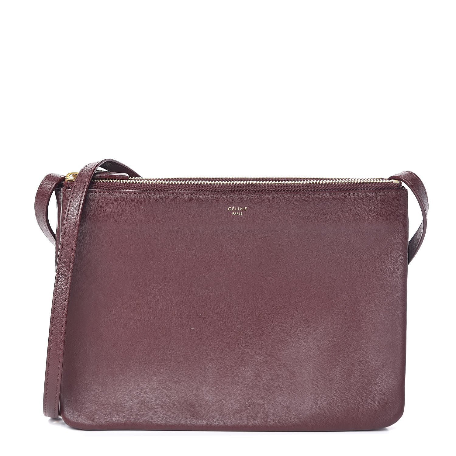 Celine Lambskin Large Trio Crossbody Bag Burgundy 1 of 11
