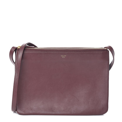 Celine Lambskin Large Trio Crossbody Bag Burgundy 1 of 11