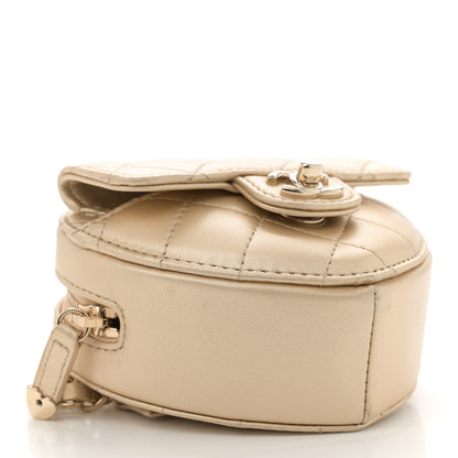 Chanel Metallic Lambskin Quilted CC In Love Heart Waist Belt Bag With Chain Gold 4 of 10