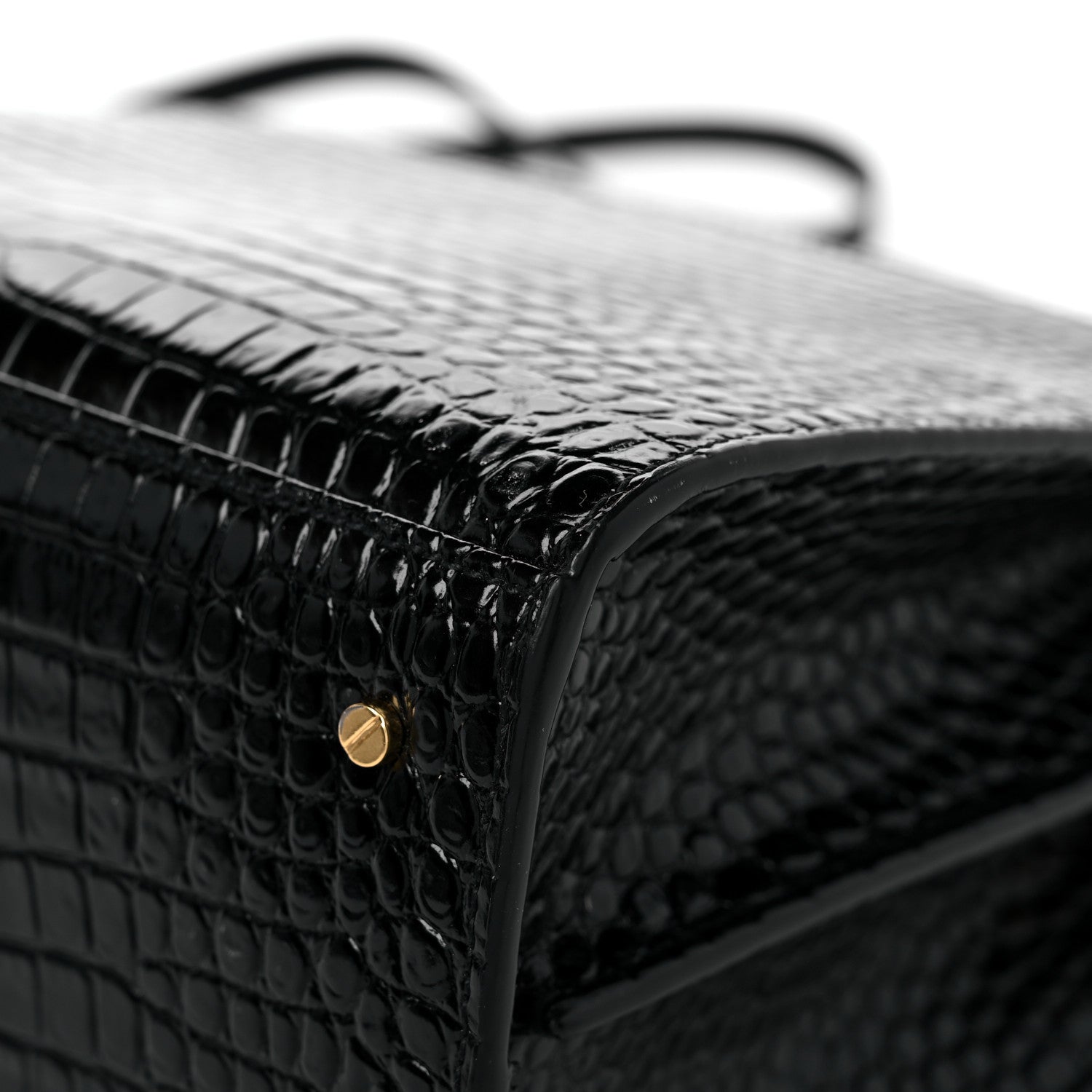 Saint Laurent Calfskin Crocodile Embossed Medium Classic Monogram Cassandra Top Handle Black 11 of 19