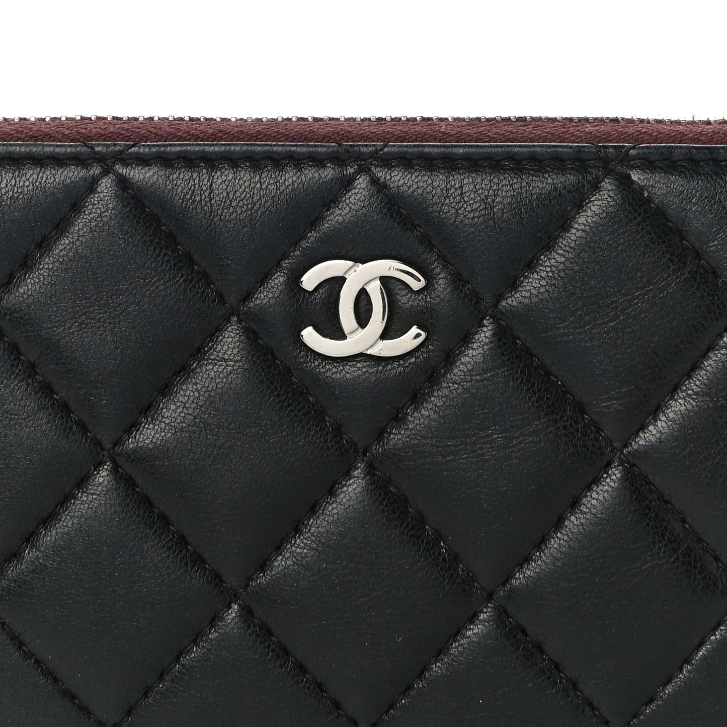 Lambskin Quilted Small Cosmetic Case Black