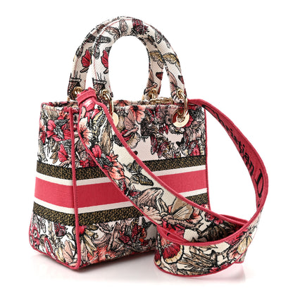 Christian Dior Canvas Embroidered Butterfly Print Medium Lady D-Lite Multicolor 3 of 10