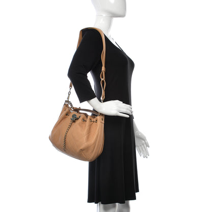 Chanel Calfskin Quilted Drawstring CC Medium Hobo Beige 2 of 16