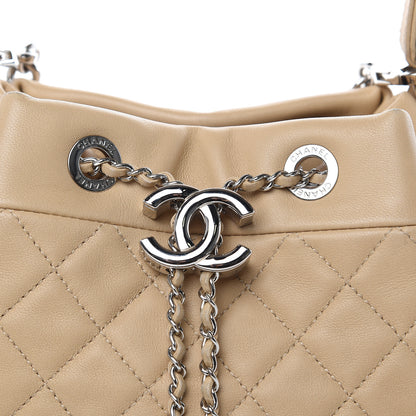 Chanel Lambskin Quilted Small CC Chain Bucket Bag Beige 16 of 18