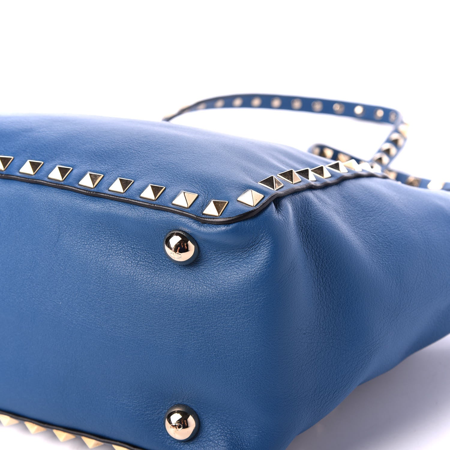 Valentino Garavani Vitello Small Rockstud Tote Blue Delft 6 of 10