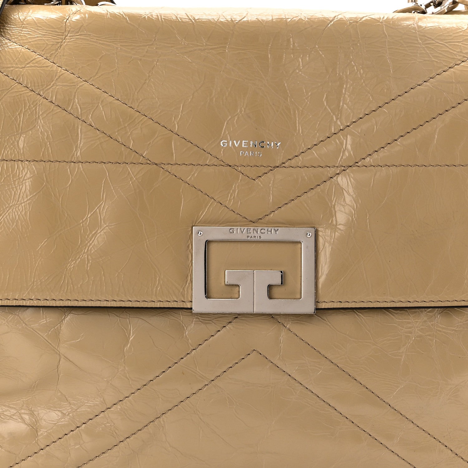 Givenchy Creased Patent Calfskin Medium ID Flap Dune 10 of 12