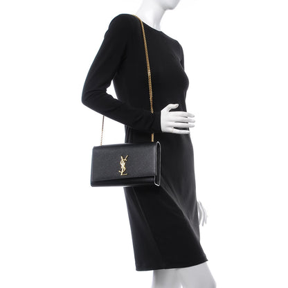 Saint Laurent Grain De Poudre Medium Classic Monogram Kate Satchel Black 2 of 7
