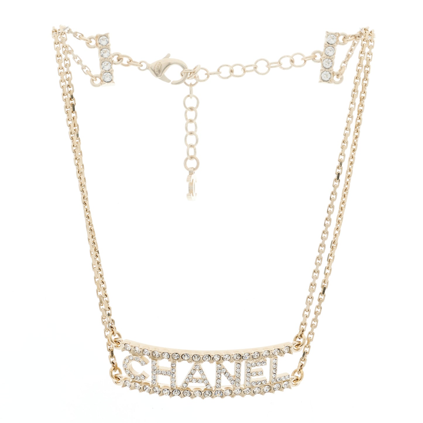 Metal Crystal Logo Choker Necklace Gold