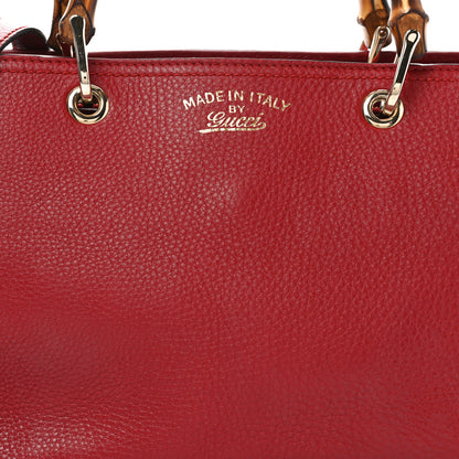 Gucci Pebbled Calfskin Medium Bamboo Shopper Tote Red 8 of 11
