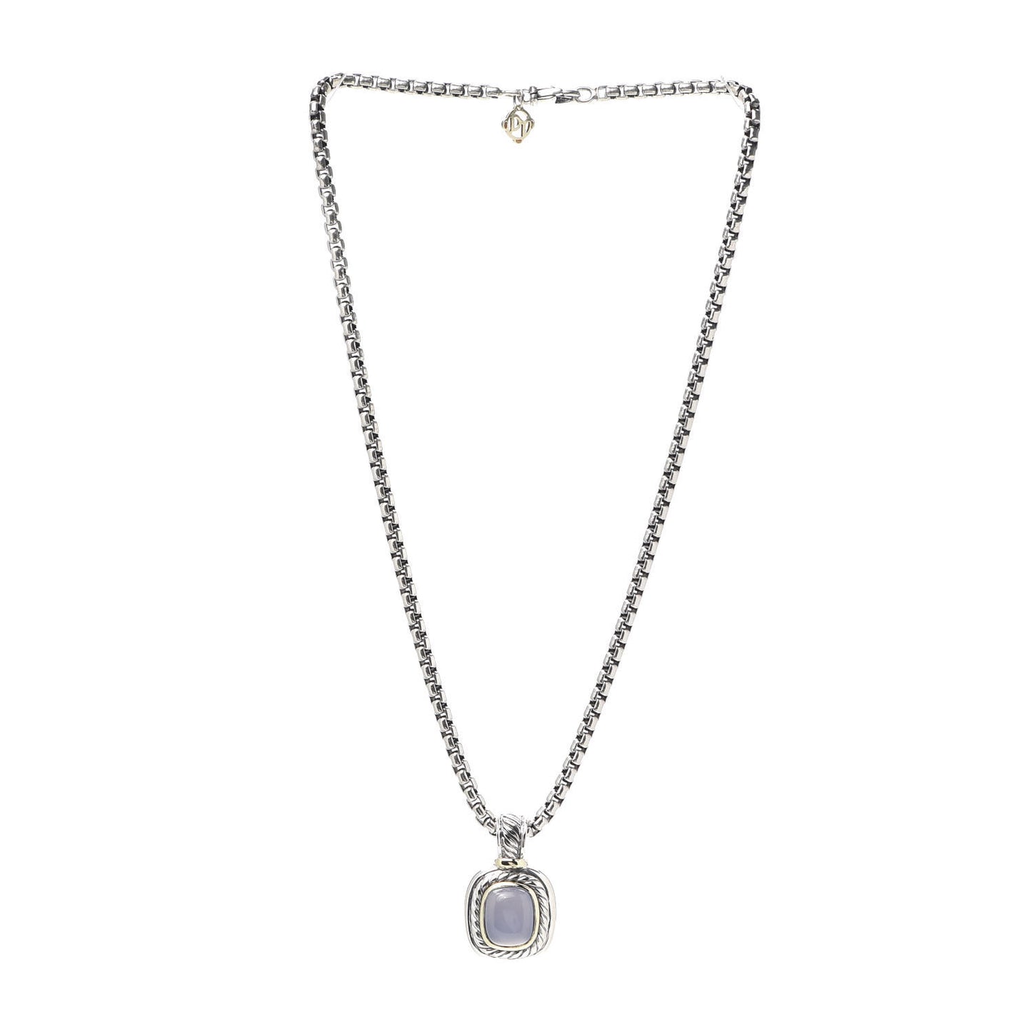 Sterling Silver 14K Yellow Gold Blue Chalcedony Albion Pendant Necklace