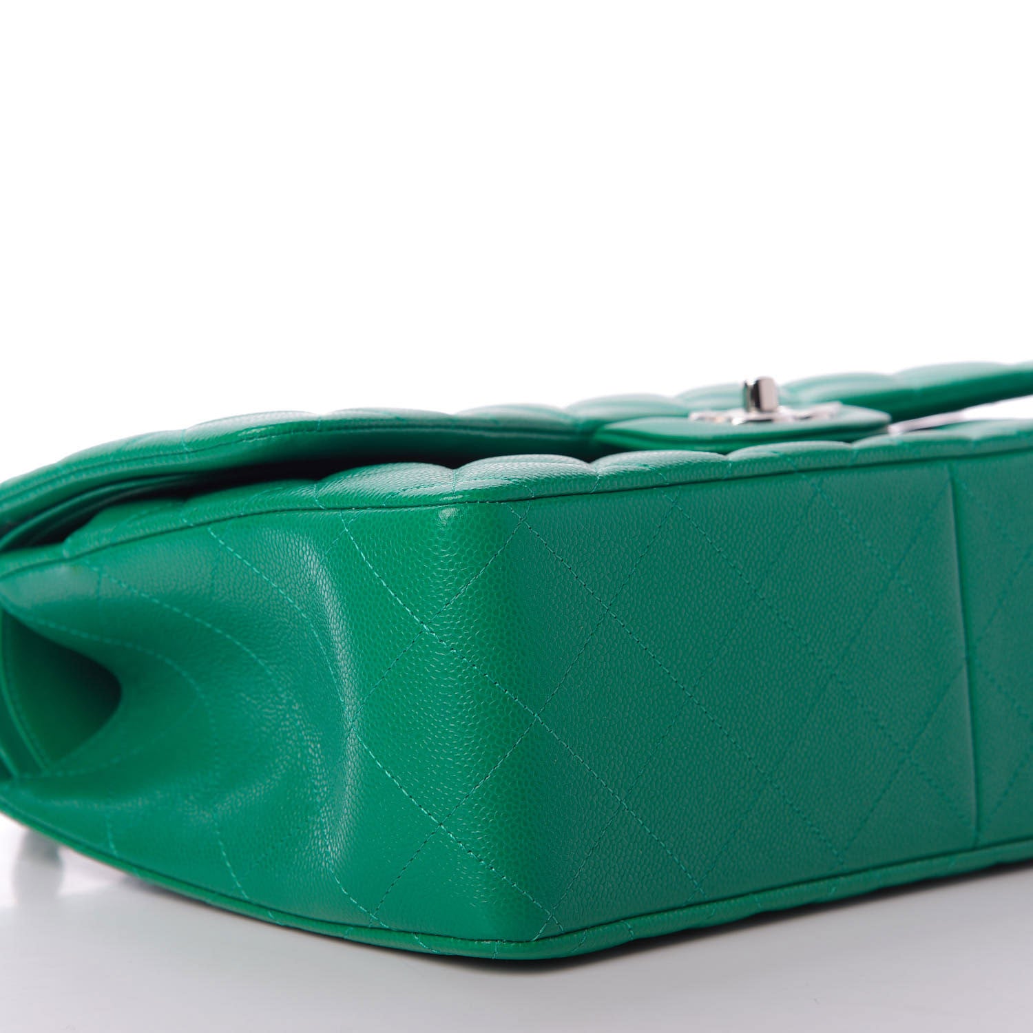 Chanel Caviar Quilted Jumbo Double Flap Green 5 of 9