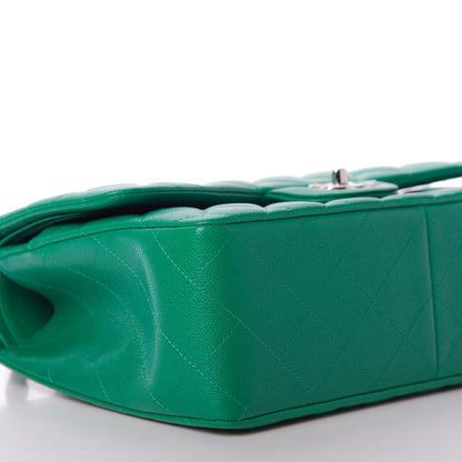 Chanel Caviar Quilted Jumbo Double Flap Green 5 of 9