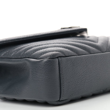 Saint Laurent Sheepskin Matelasse Chevron Monogram Medium College Bag Dark Smog 8 of 9
