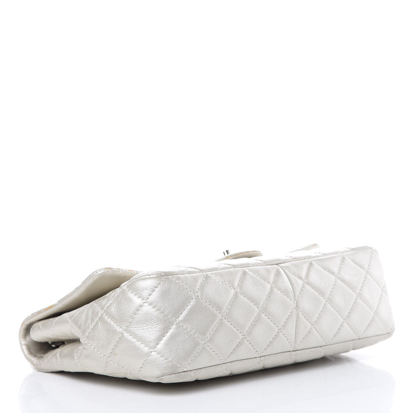 Metallic Lambskin Quilted Jumbo Single Flap Silver